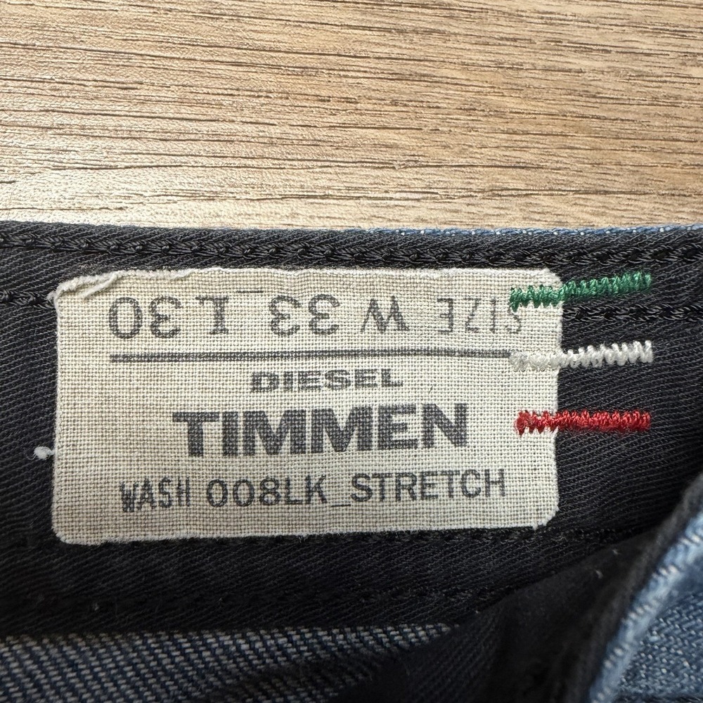 Diesel Timmen Jeans Men 33x30 Blue Straight Leg Stretch Studs Italy Design 008LK - Picture 11 of 16